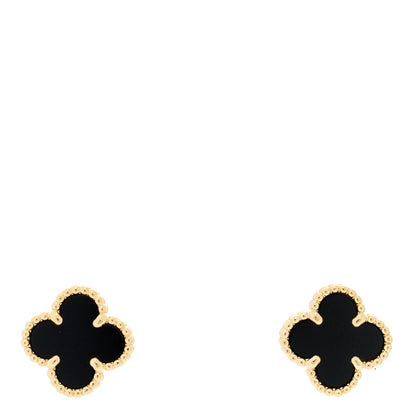 Van Cleef & Arpels 18K Yellow Gold Black Onyx Sweet Alhambra Earrings 1 of 5