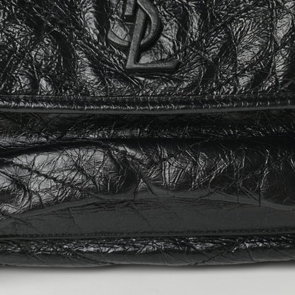 Saint Laurent Crinkled Calfskin Matelasse Monogram Large Niki Chain Satchel Black 10 of 15