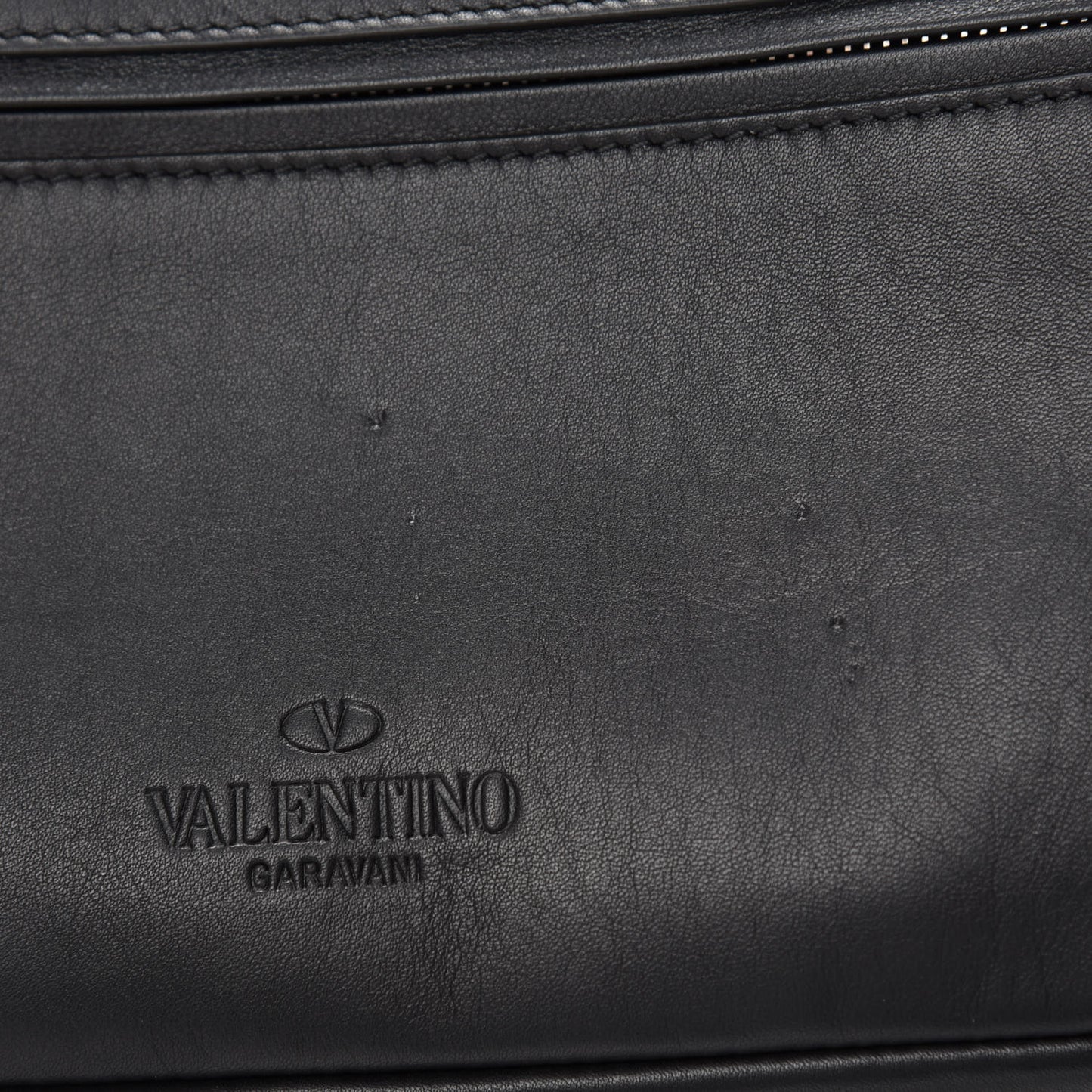 Calfskin Go Logo Belt Bag Black White