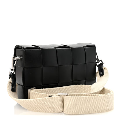 Bottega Veneta Calfskin Maxi Intreccio Cassette With Strap Bag Black 4 of 9