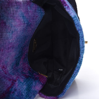Chanel Wool Tweed Quilted Large Chanel 19 Flap Purple Black Blue 5 of 10