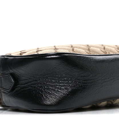 Gucci Monogram Matelasse Diagonal Small GG Marmont Chain Shoulder Bag Beige Black 9 of 10