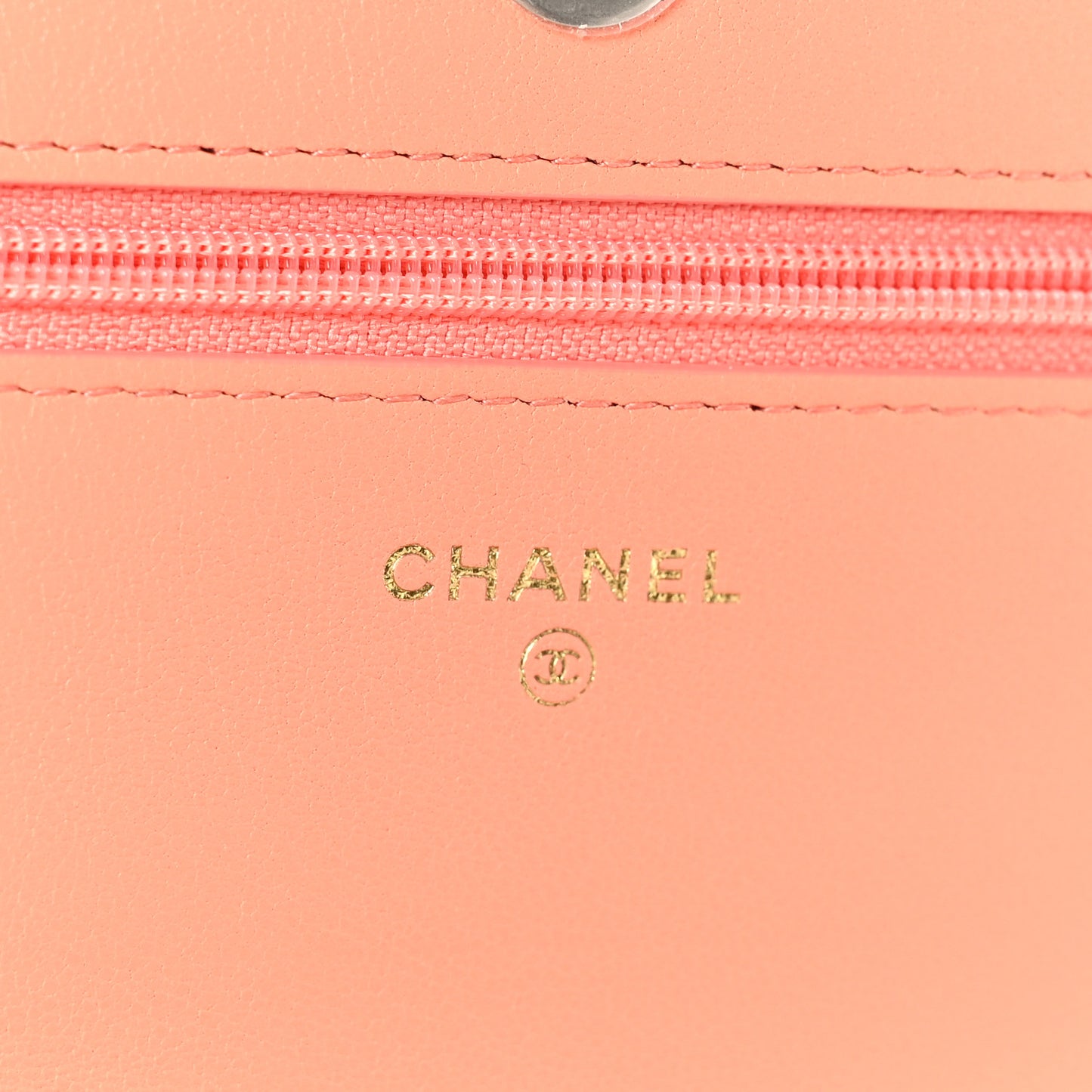 Lambskin Quilted Chanel 19 Wallet On Chain WOC Light Orange