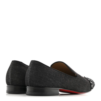 Christian Louboutin Mens Matte Denim Spooky Spike Flat Loafers 45 Black 5 of 9