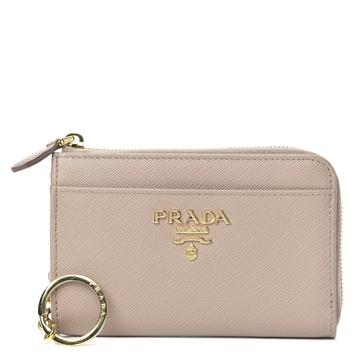 Saffiano Metal Zip Around Keychain Cipria