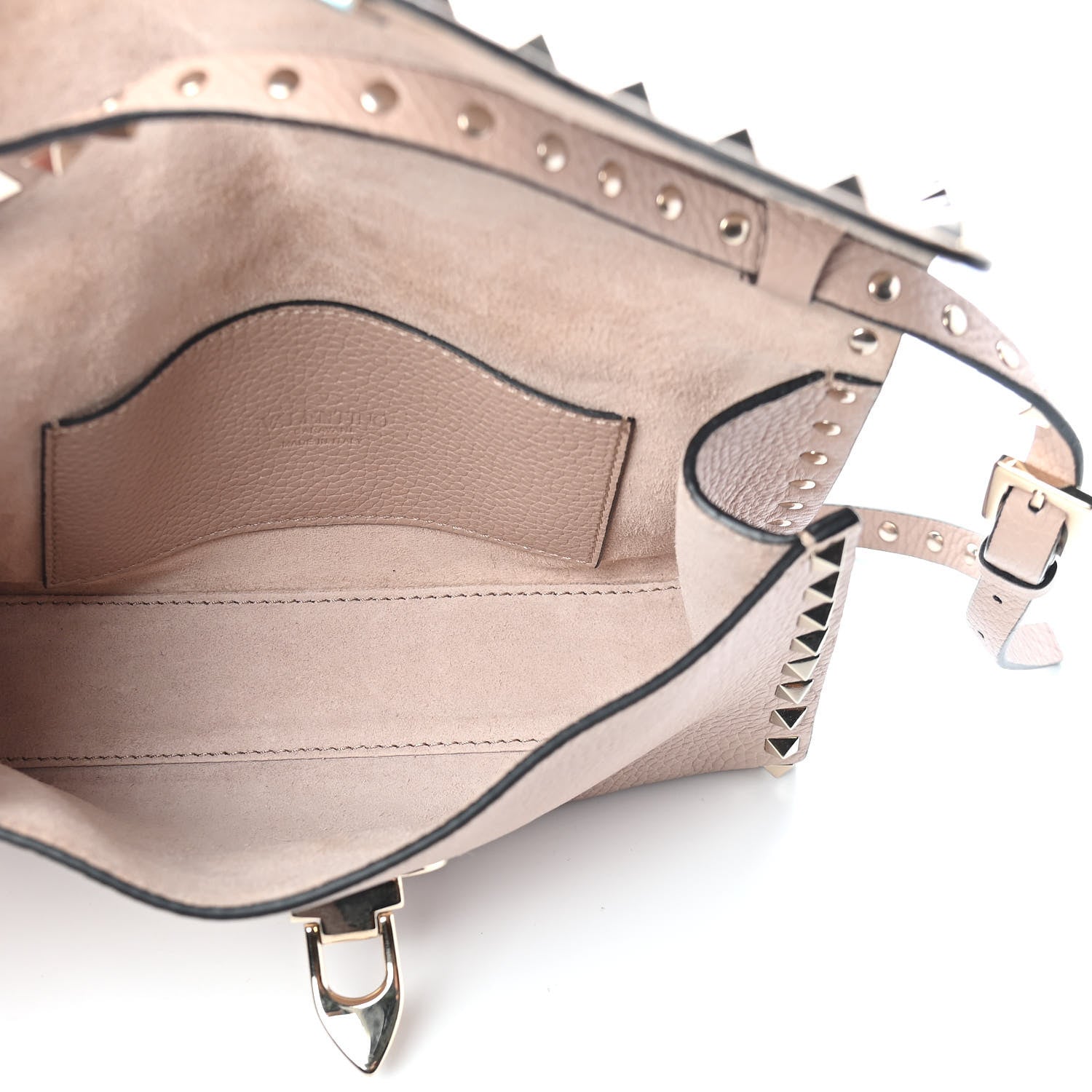 Valentino Garavani Pebbled Calfskin Medium Rockstud Flip Lock Crossbody Bag Poudre 5 of 8
