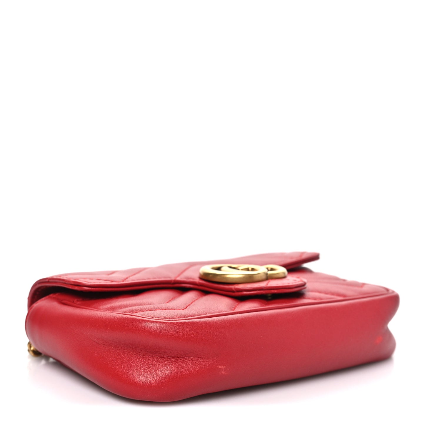 Calfskin Matelasse Super Mini GG Marmont Shoulder Bag Hibiscus Red