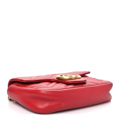 Gucci Calfskin Matelasse Super Mini GG Marmont Shoulder Bag Hibiscus Red 4 of 10