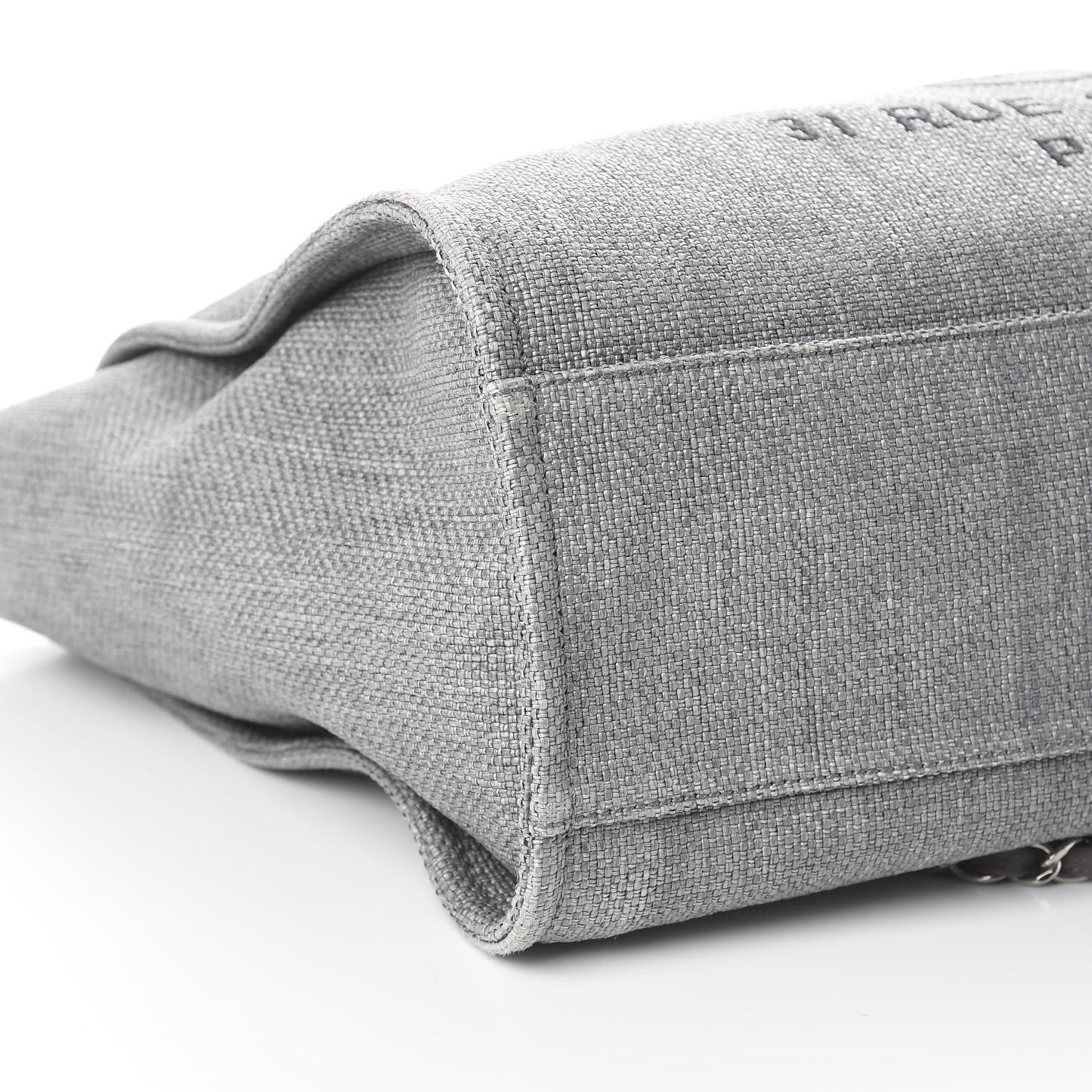 Woven Straw Raffia Medium Deauville Tote Grey