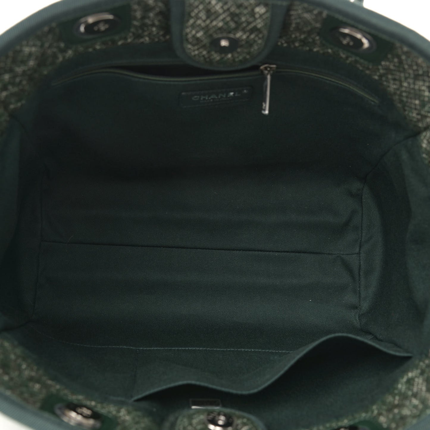 Mixed Fibers Calfskin Small Deauville Tote Green