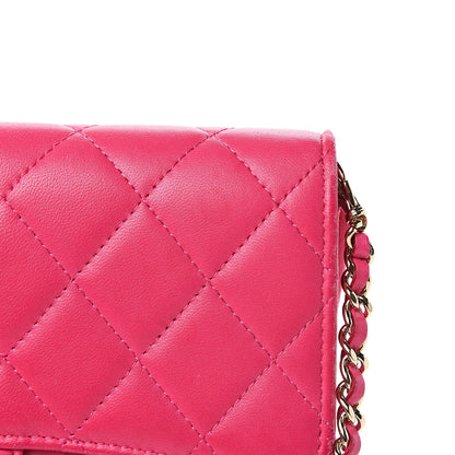 Chanel Lambskin Quilted Wallet on Removable Chain Fuchsia 9 of 16