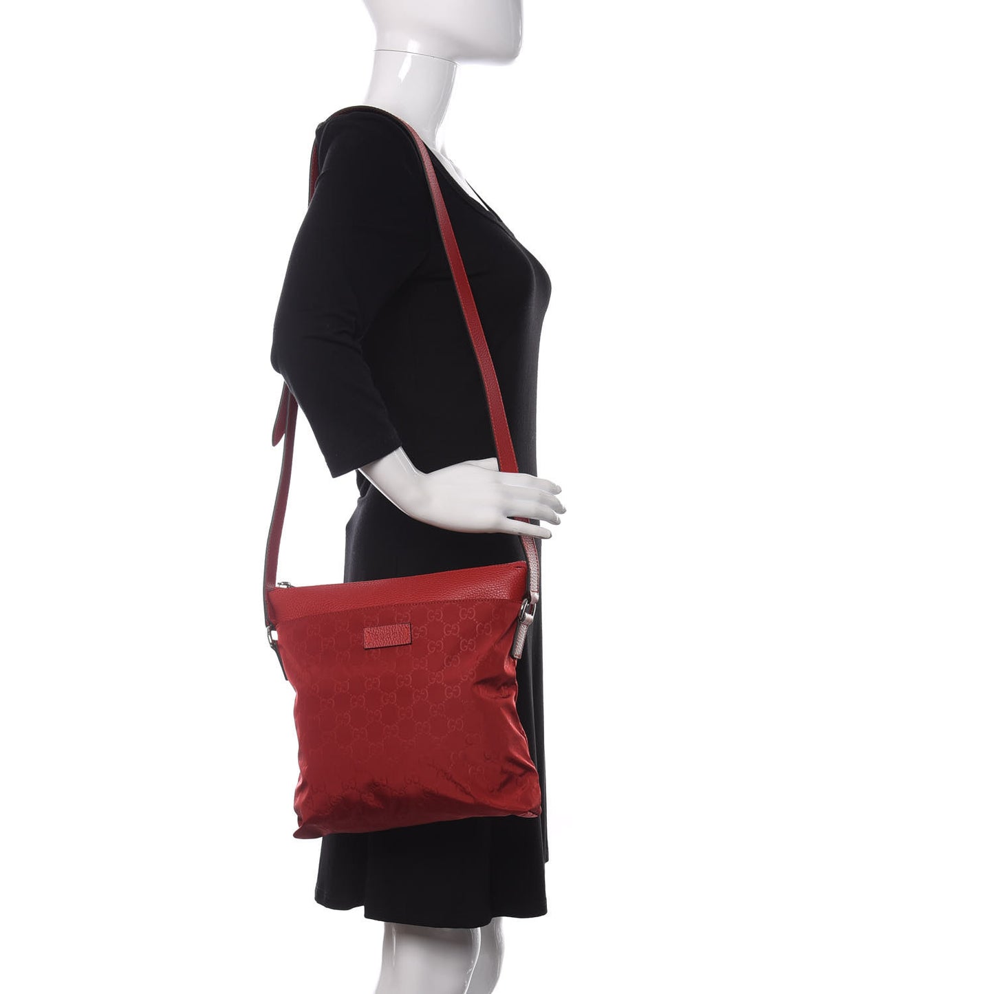 Nylon Monogram Dollar Calfskin Flat Messenger Bag Vibrant Red