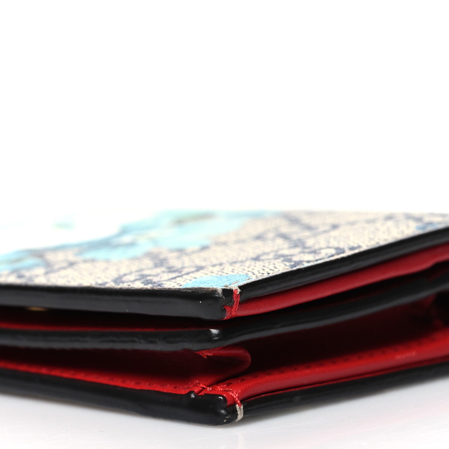 Gucci GG Supreme Monogram Blooms Card Case Wallet Beige Blue Navy Hibiscus Red 10 of 11