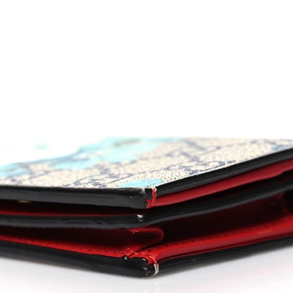 Gucci GG Supreme Monogram Blooms Card Case Wallet Beige Blue Navy Hibiscus Red 10 of 11