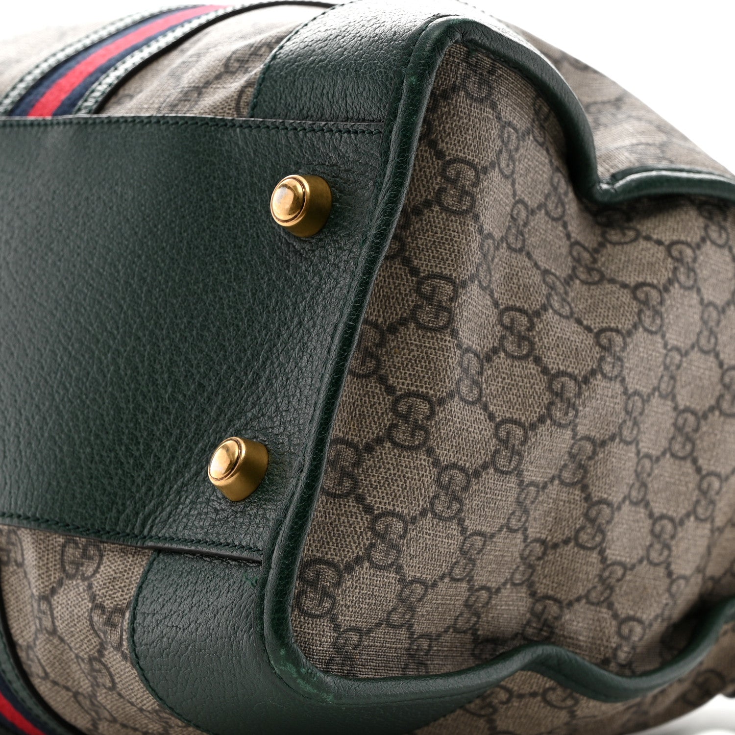 Gucci Soft GG Supreme Monogram Neo VintageWeb Skull Medium Duffle Bag Beige New Acero Green 9 of 13