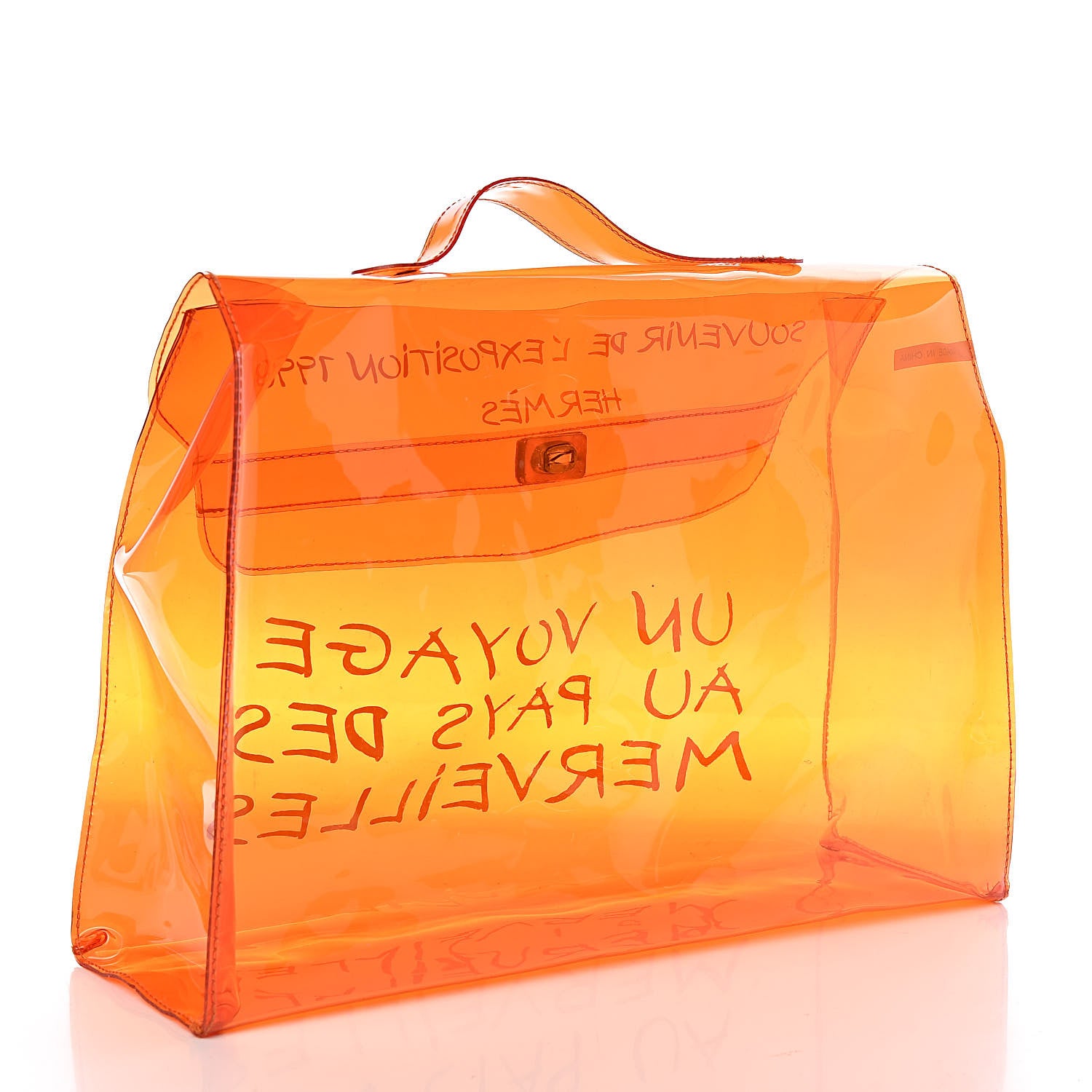 Hermes Vinyl Souvenir De L'Exposition Kelly Orange 3 of 8