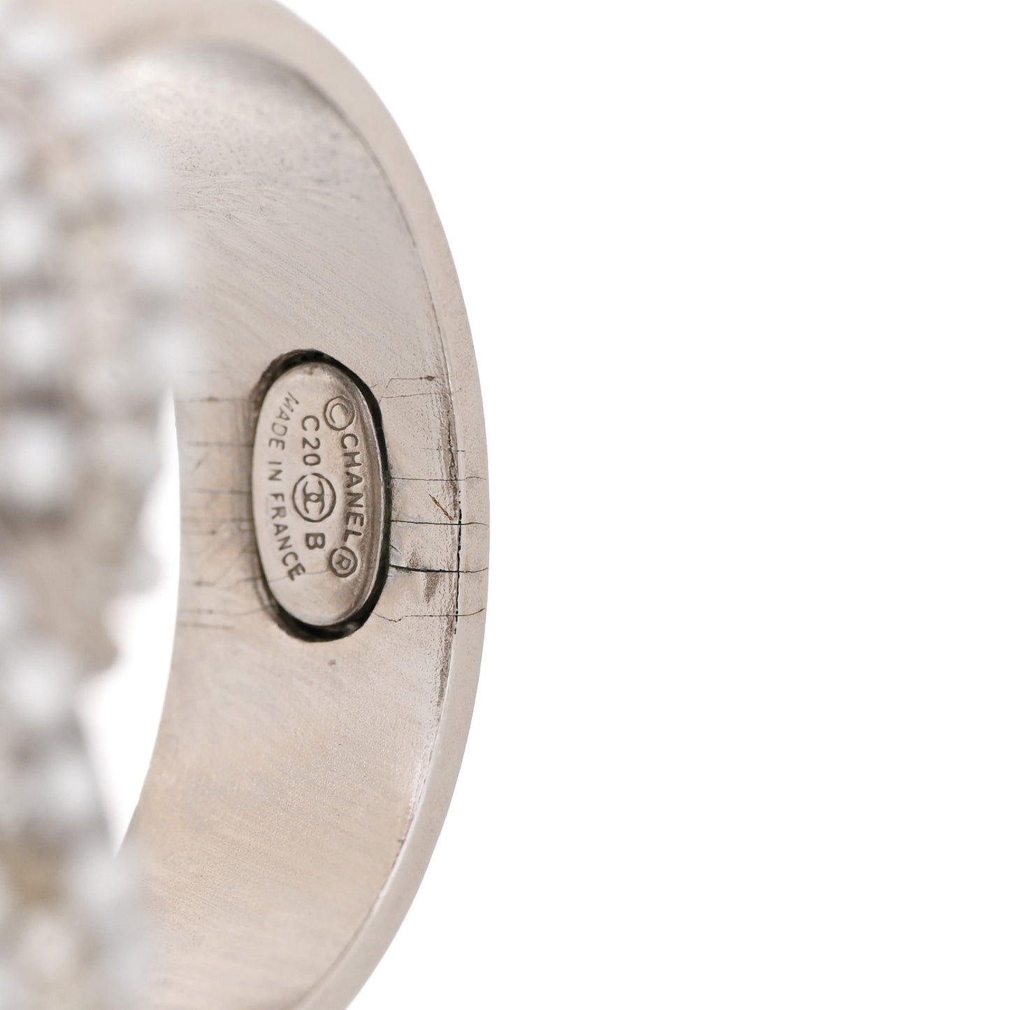 Crystal Pearl CC Ring 51 5.75 Silver