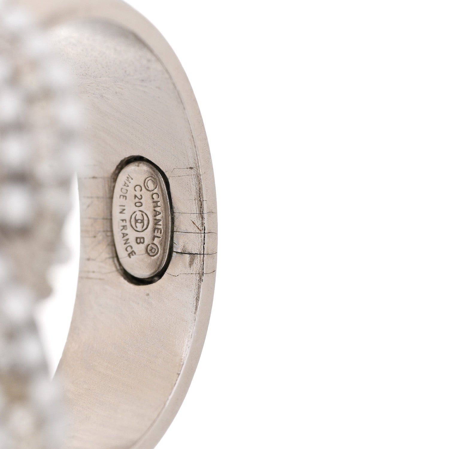 Chanel Crystal Pearl CC Ring 51 5.75 Silver 7 of 10