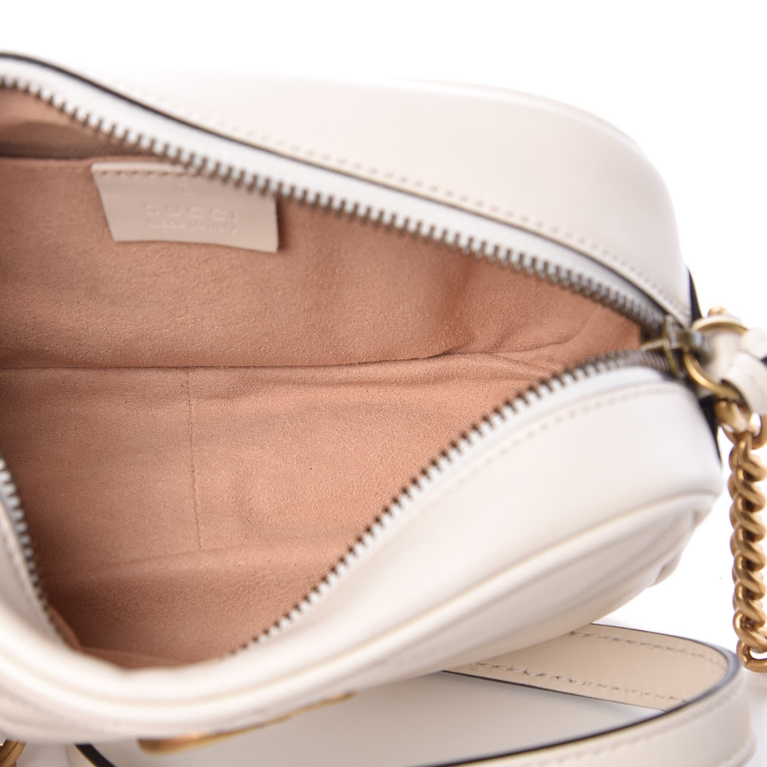 Gucci Calfskin Matelasse Mini GG Marmont Chain Shoulder Bag White 5 of 7