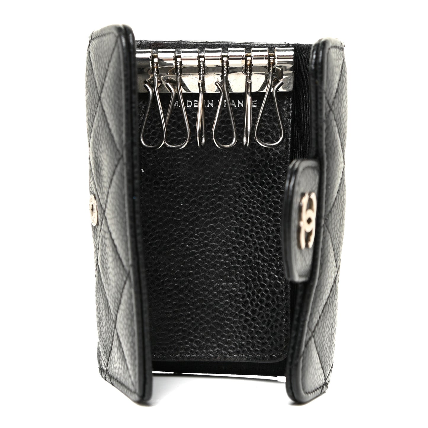 Caviar Quilted 6 Key Holder Black