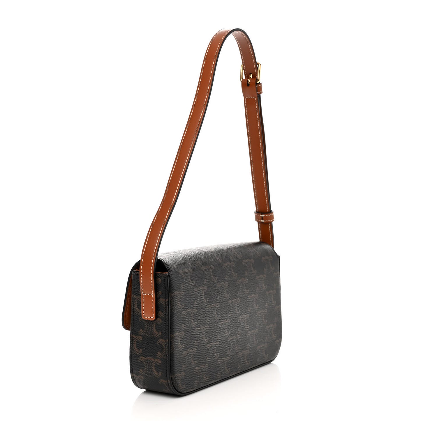 Canvas Calfskin Triomphe Shoulder Bag Tan