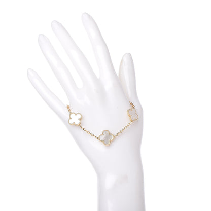 Van Cleef & Arpels 18K Yellow Gold Mother of Pearl 5 Motifs Vintage Alhambra Bracelet 2 of 5