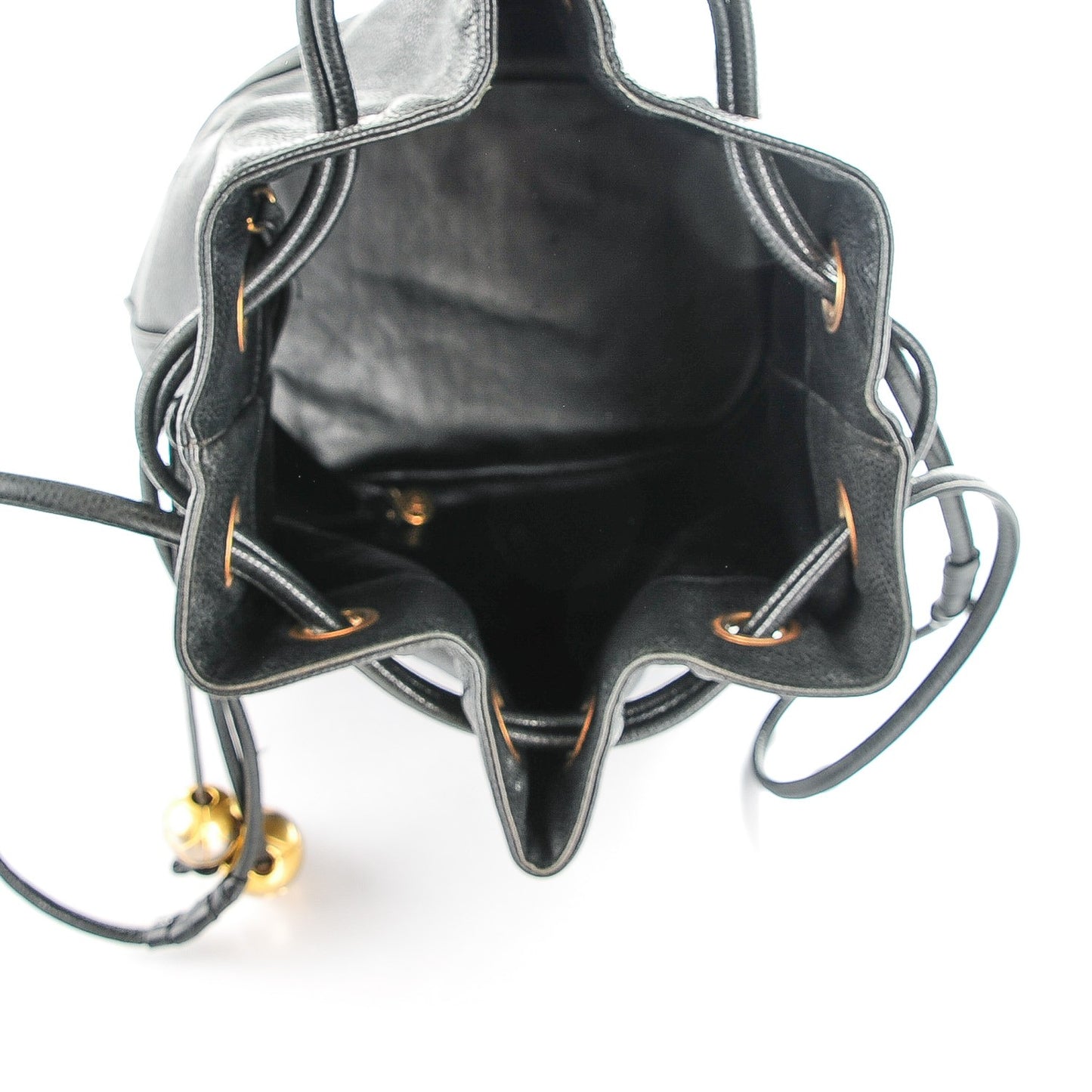 Caviar CC Drawstring Shoulder Bag Black
