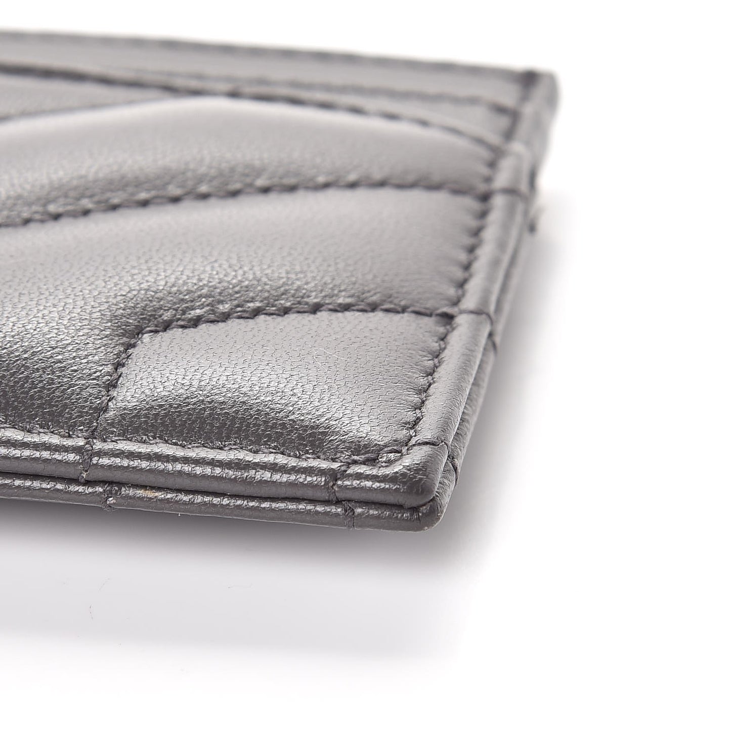 Calfskin Y Quilted Monogram LouLou Credit Card Case Asphalt