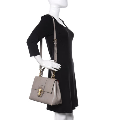 Dolce & Gabbana Iguana Calfskin Embossed Lucia Top Handle Bag Grey 2 of 12