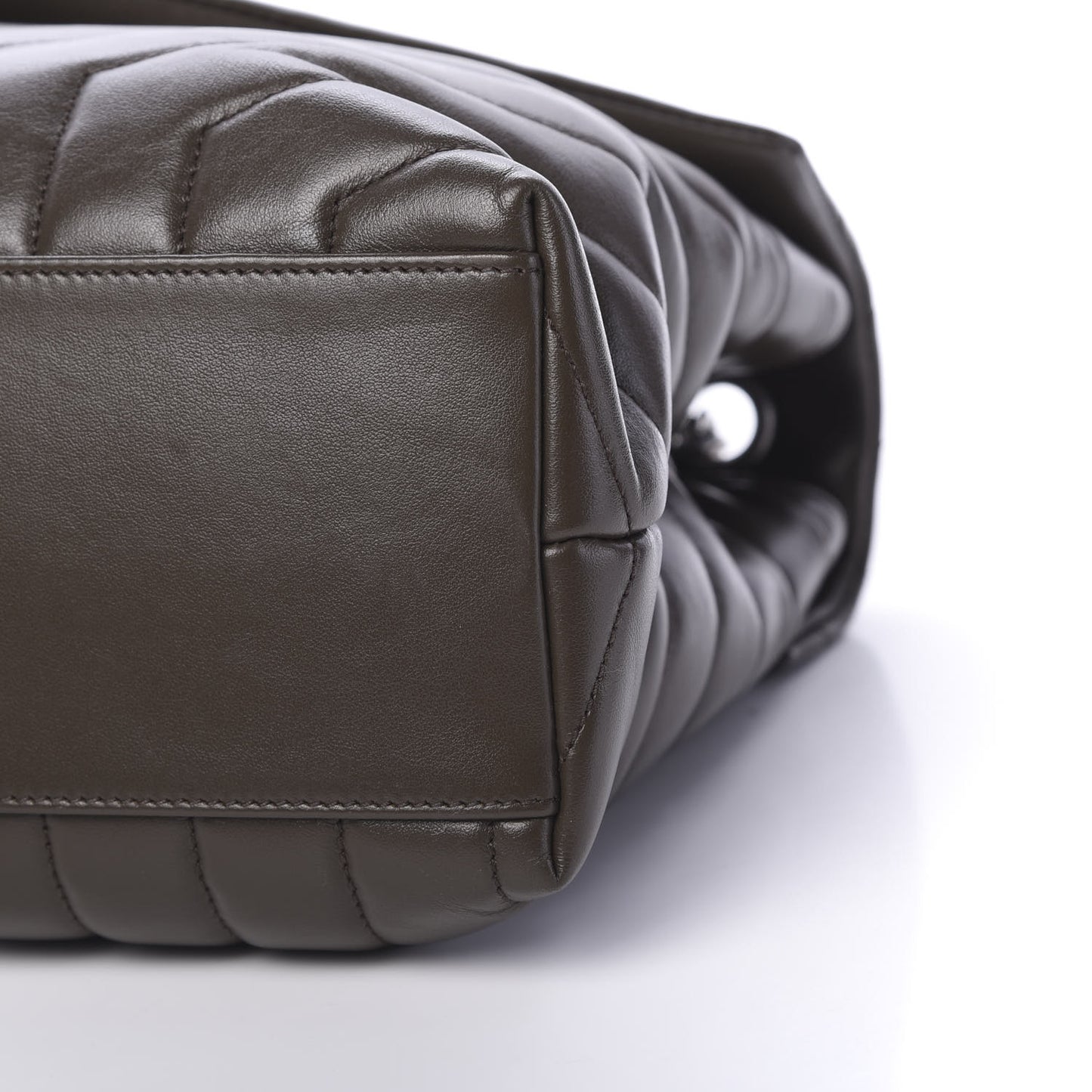 Calfskin Y Quilted Monogram Medium Loulou Chain Satchel Kaki Fonce