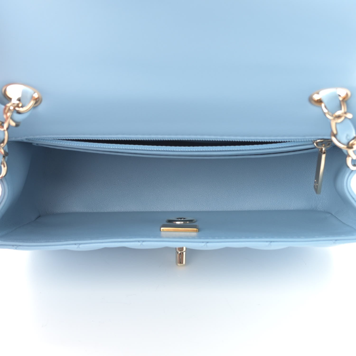 Chanel Lambskin Quilted Mini Rectangular Flap Light Blue 5 of 11