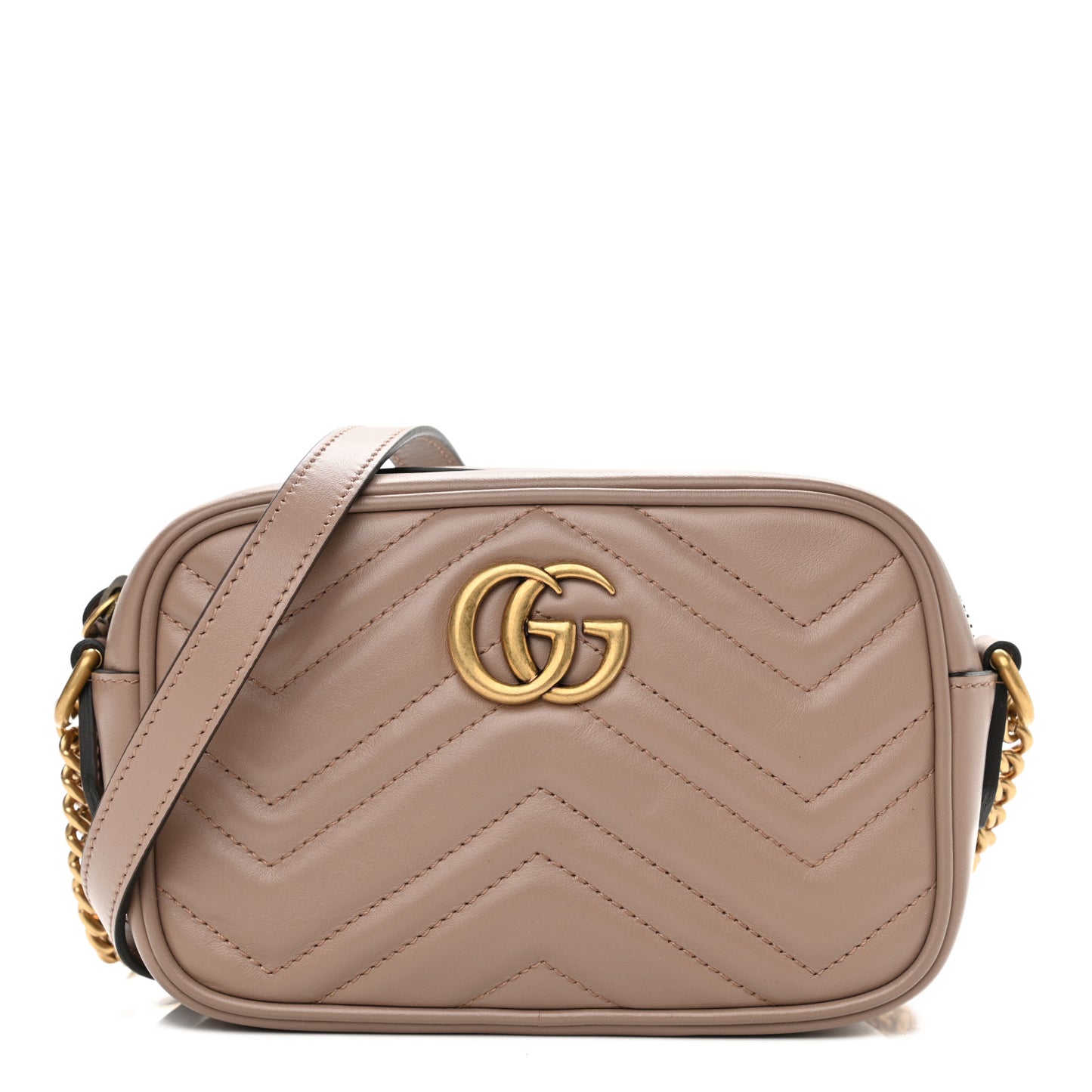 Calfskin Matelasse Mini GG Marmont Chain Shoulder Bag Porcelain Rose
