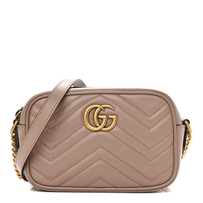 Gucci Calfskin Matelasse Mini GG Marmont Chain Shoulder Bag Porcelain Rose 1 of 10