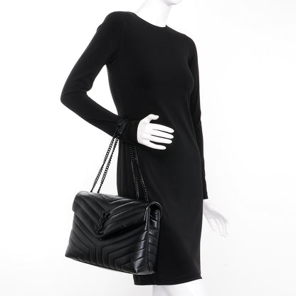 Saint Laurent Calfskin Y Quilted Monogram Medium Loulou Chain Satchel Black 2 of 7