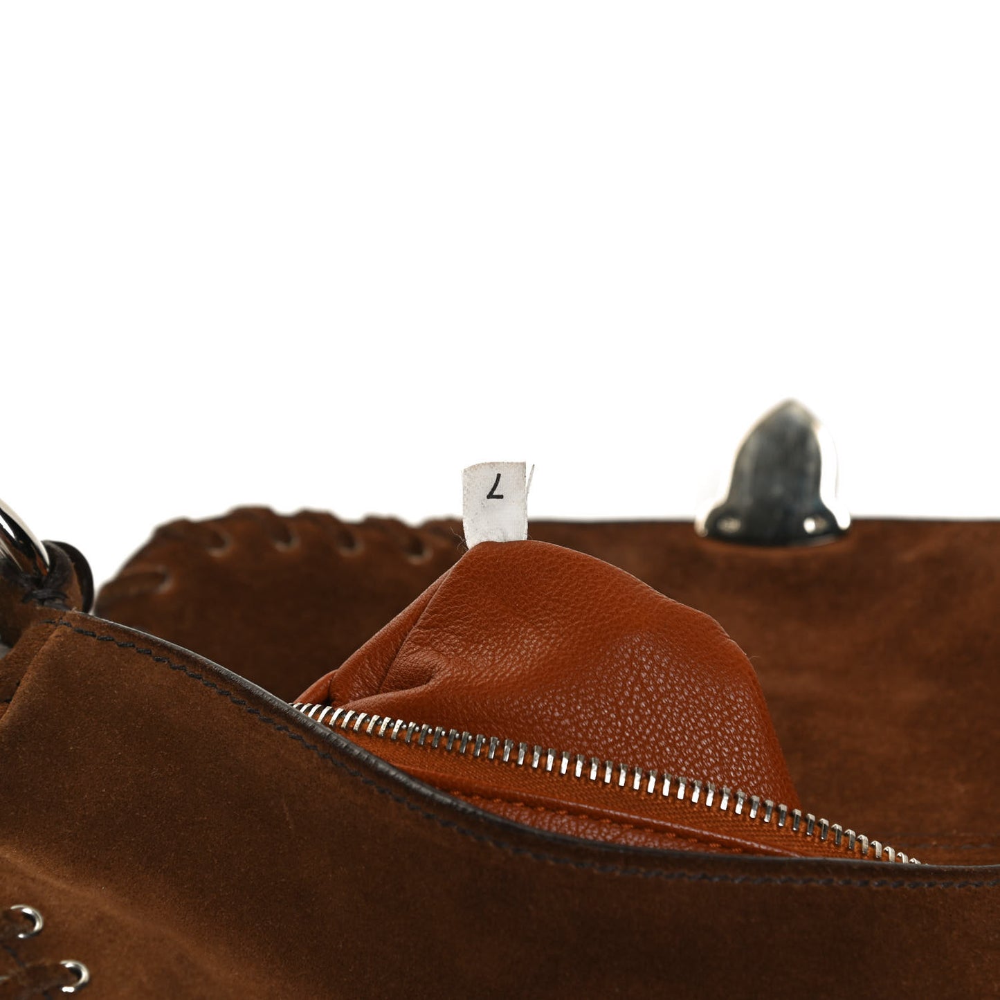Suede Whipstitch Grommet Shoulder Bag Brown