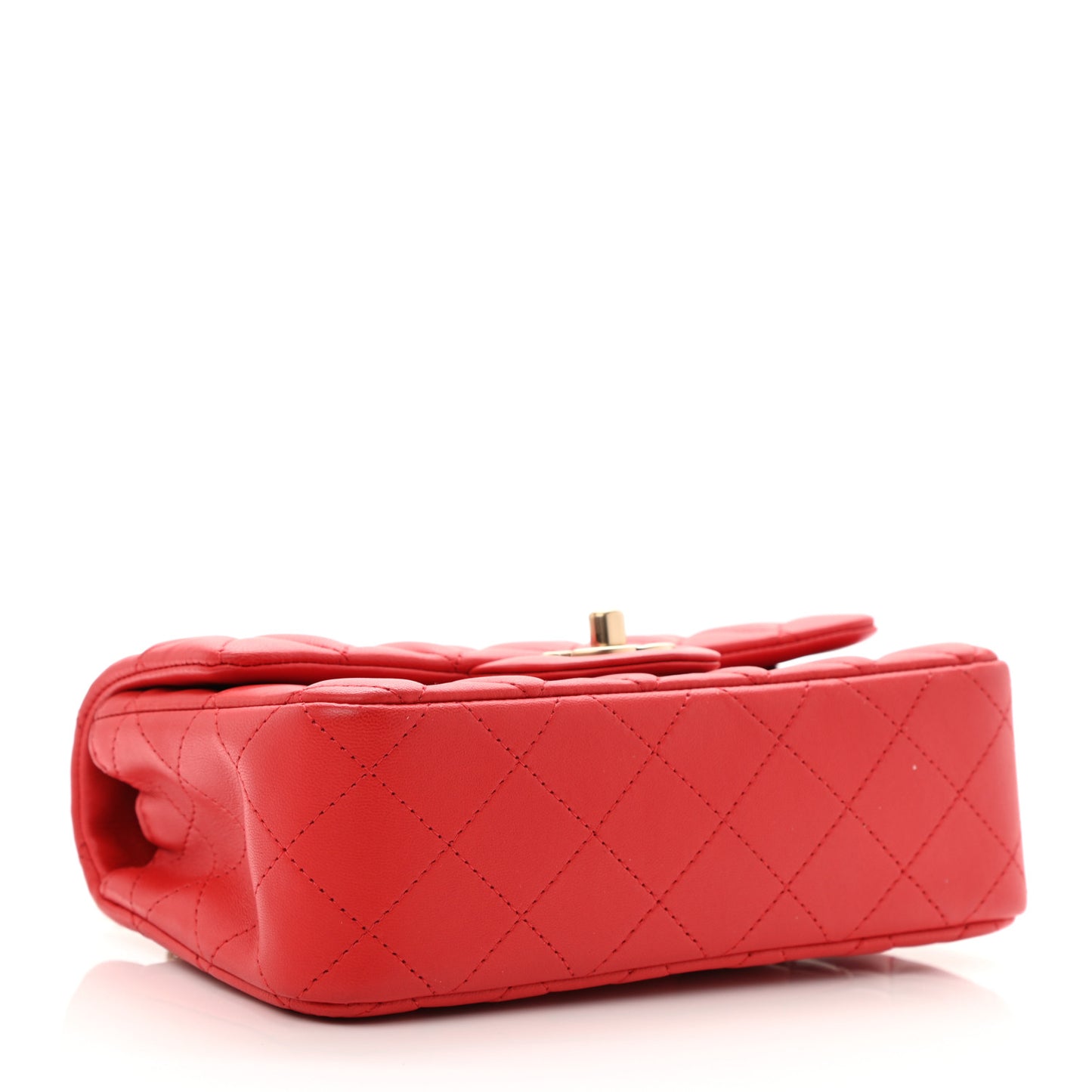 Lambskin Quilted Mini Rectangular Flap Red