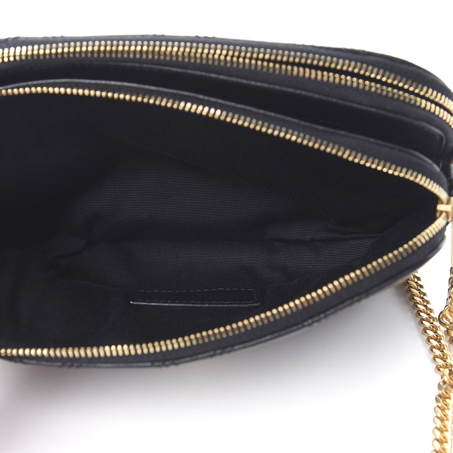 Grained Lambskin Quilted Mini Becky Double Zip Bag Black