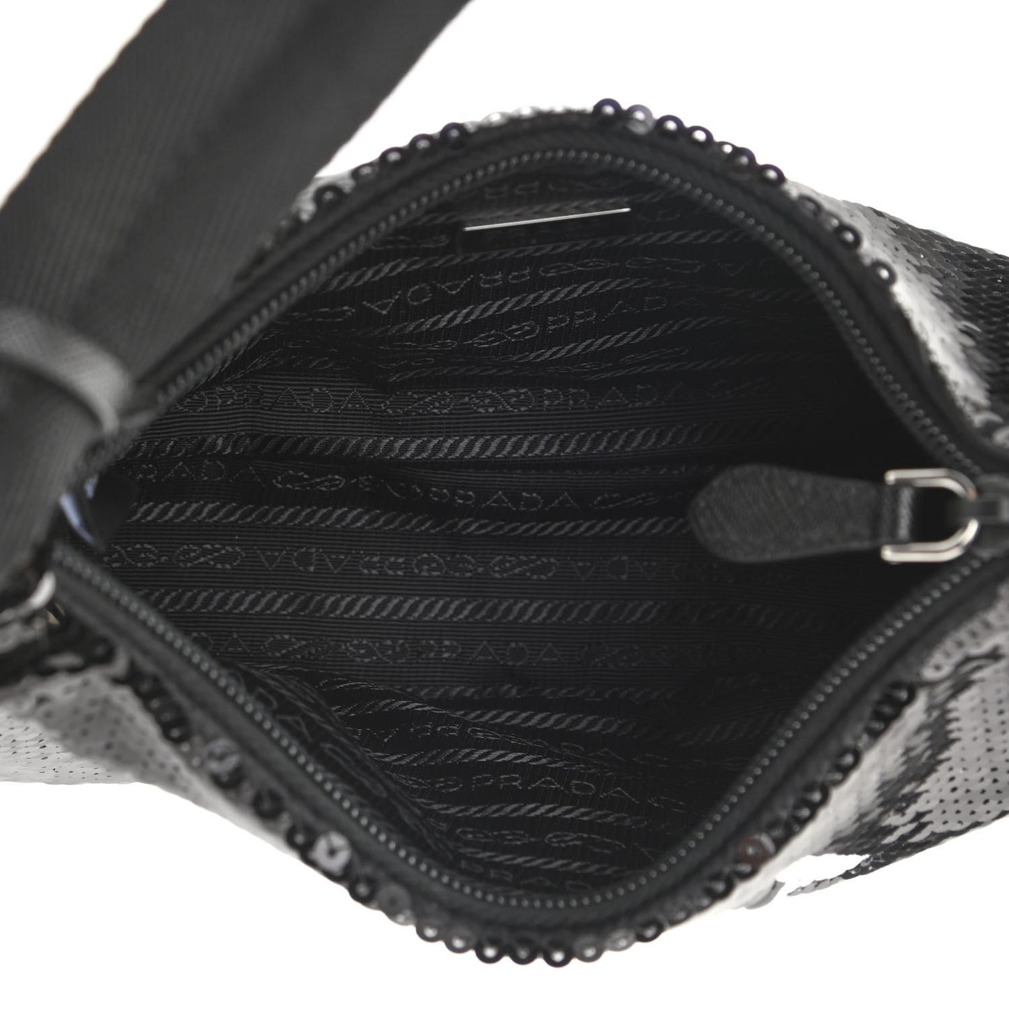 Paillettes Sequin Mini Re-Edition 2000 Bag Black White