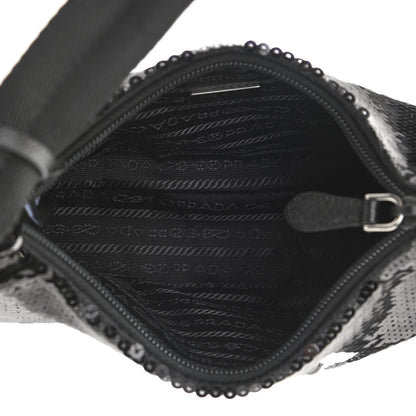Prada Paillettes Sequin Mini Re-Edition 2000 Bag Black White 5 of 11