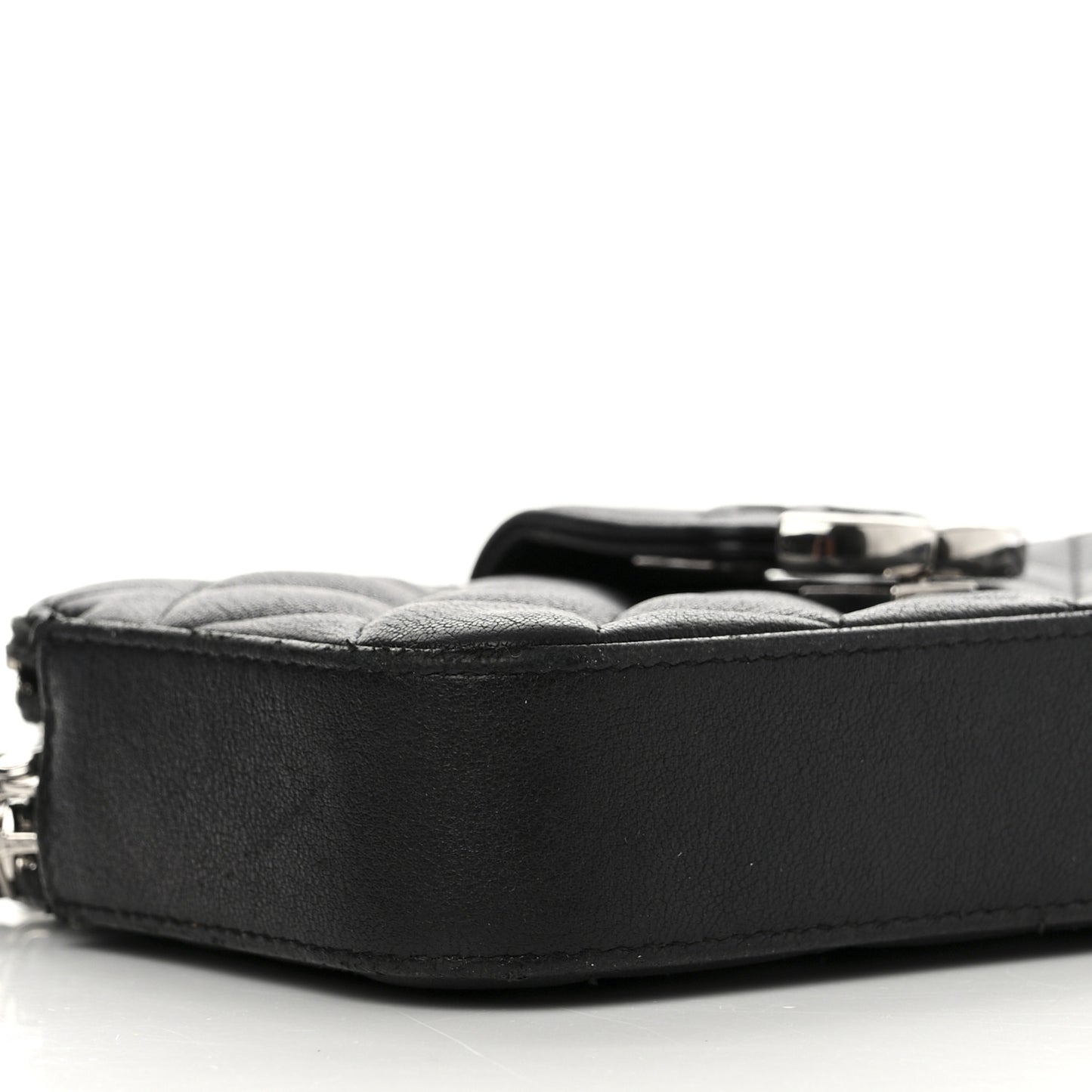 Lambskin Quilted CC Box Clutch With Chain Black