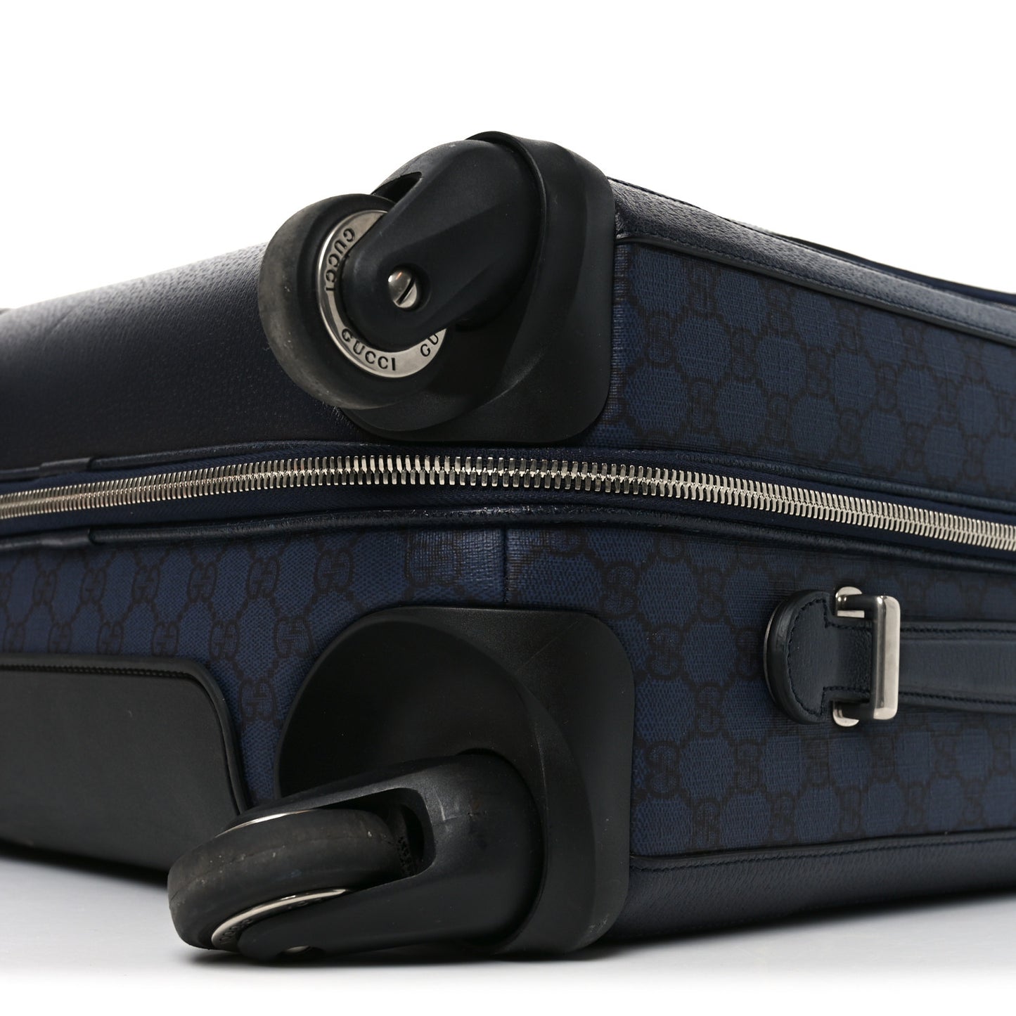 GG Supreme Monogram Textured Dollar Calfskin Web Ophidia Small Savoy Cabin Trolley Black Blue