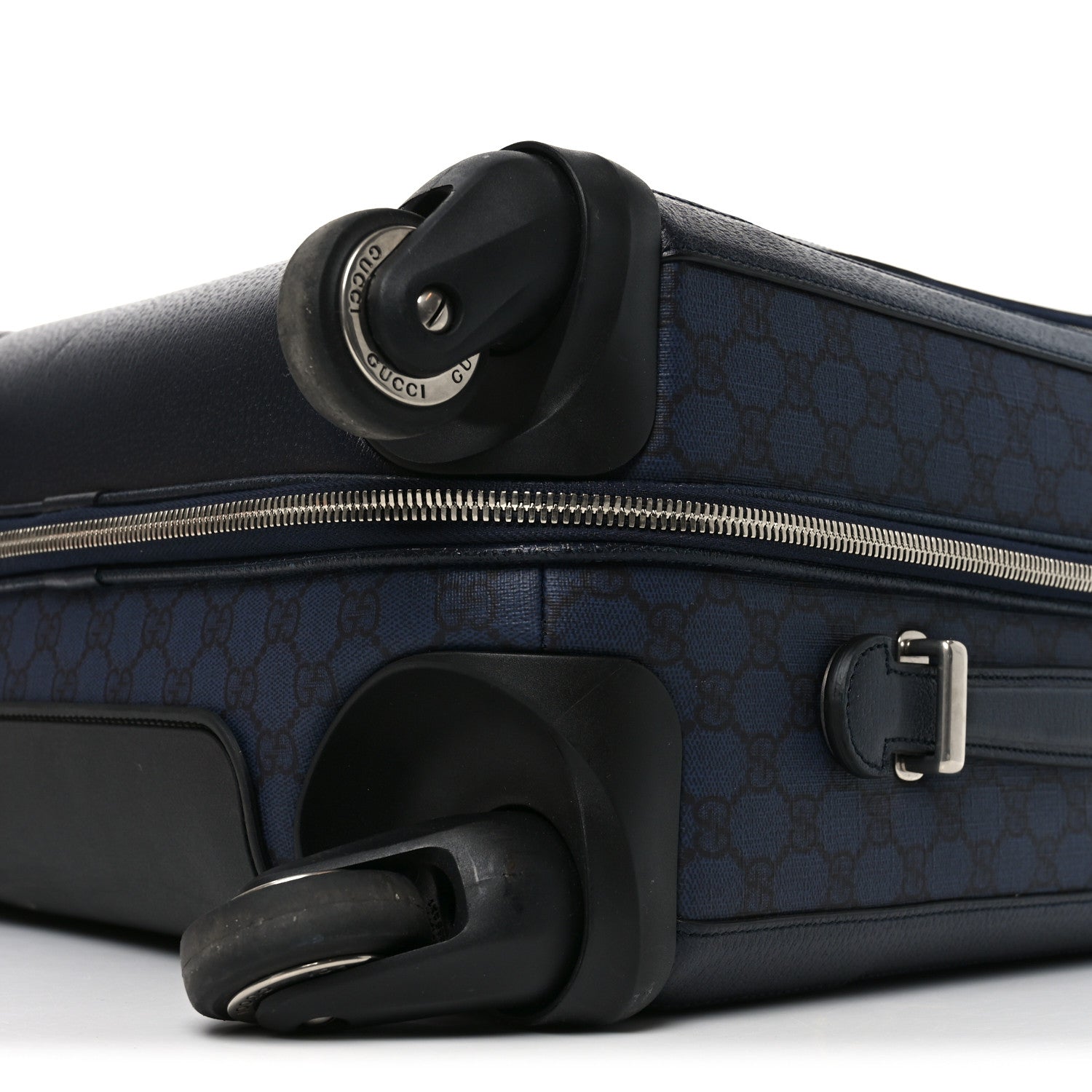 Gucci GG Supreme Monogram Textured Dollar Calfskin Web Ophidia Small Savoy Cabin Trolley Black Blue 10 of 10