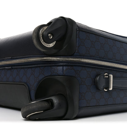Gucci GG Supreme Monogram Textured Dollar Calfskin Web Ophidia Small Savoy Cabin Trolley Black Blue 10 of 10