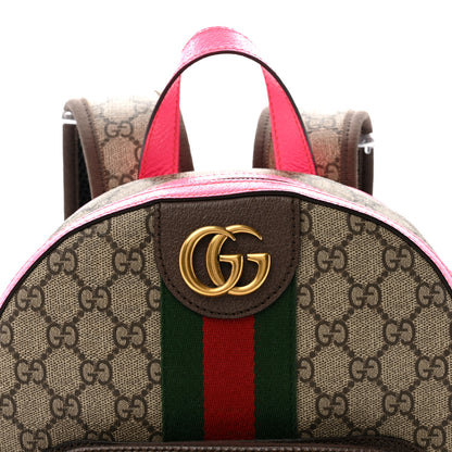 Gucci GG Supreme Monogram Textured Dollar Calfskin Web Small Ophidia Day Backpack Beige Ebony Fluorescent Fuchsia 8 of 14