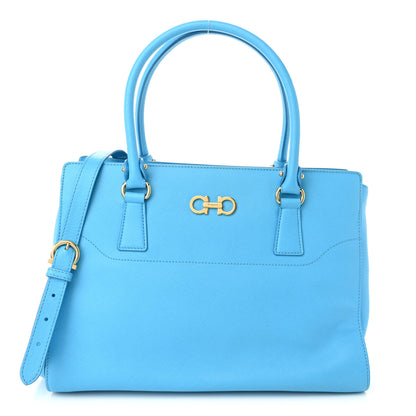Salvatore Ferragamo Printed Calfskin Beky Tote Cielo 1 of 11