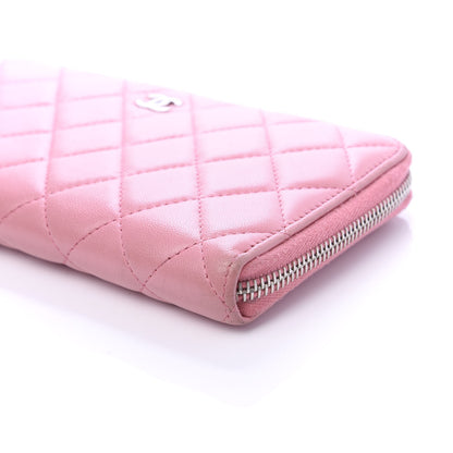 Chanel Lambskin Quilted Large Gusset Zip Around Wallet Light Pink 7 of 12