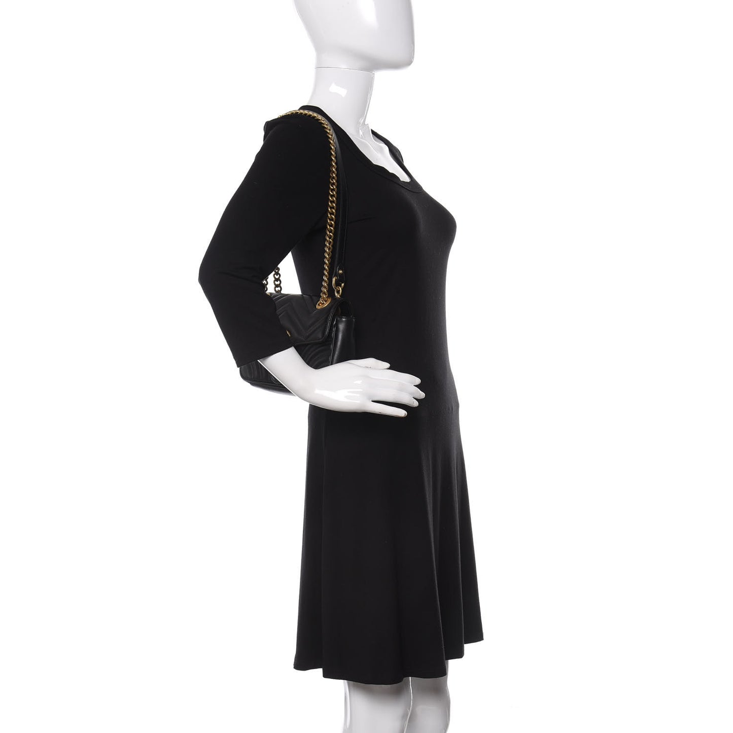 Calfskin Matelasse Mini GG Marmont Shoulder Bag Black