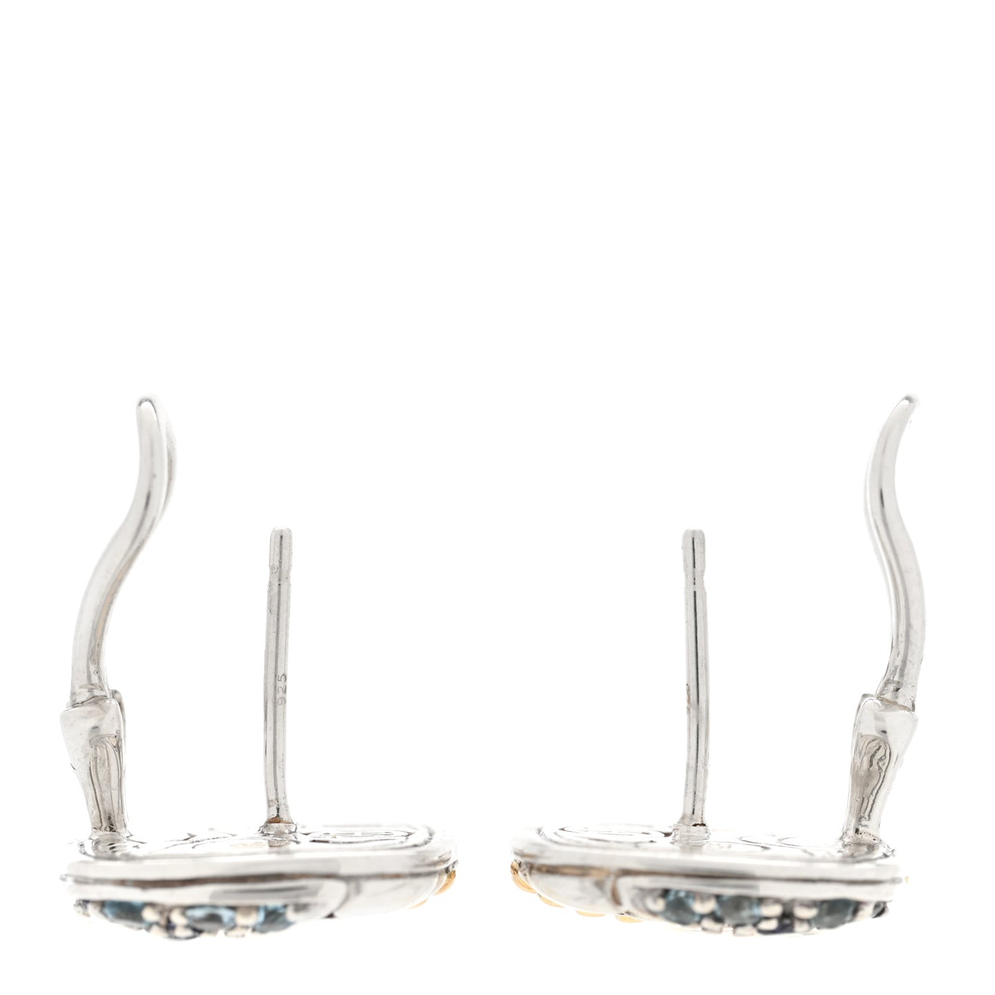 Sterling Silver 18K Yellow Gold Blue Topaz Iolite Aquamarine Kali Lavafire Earrings