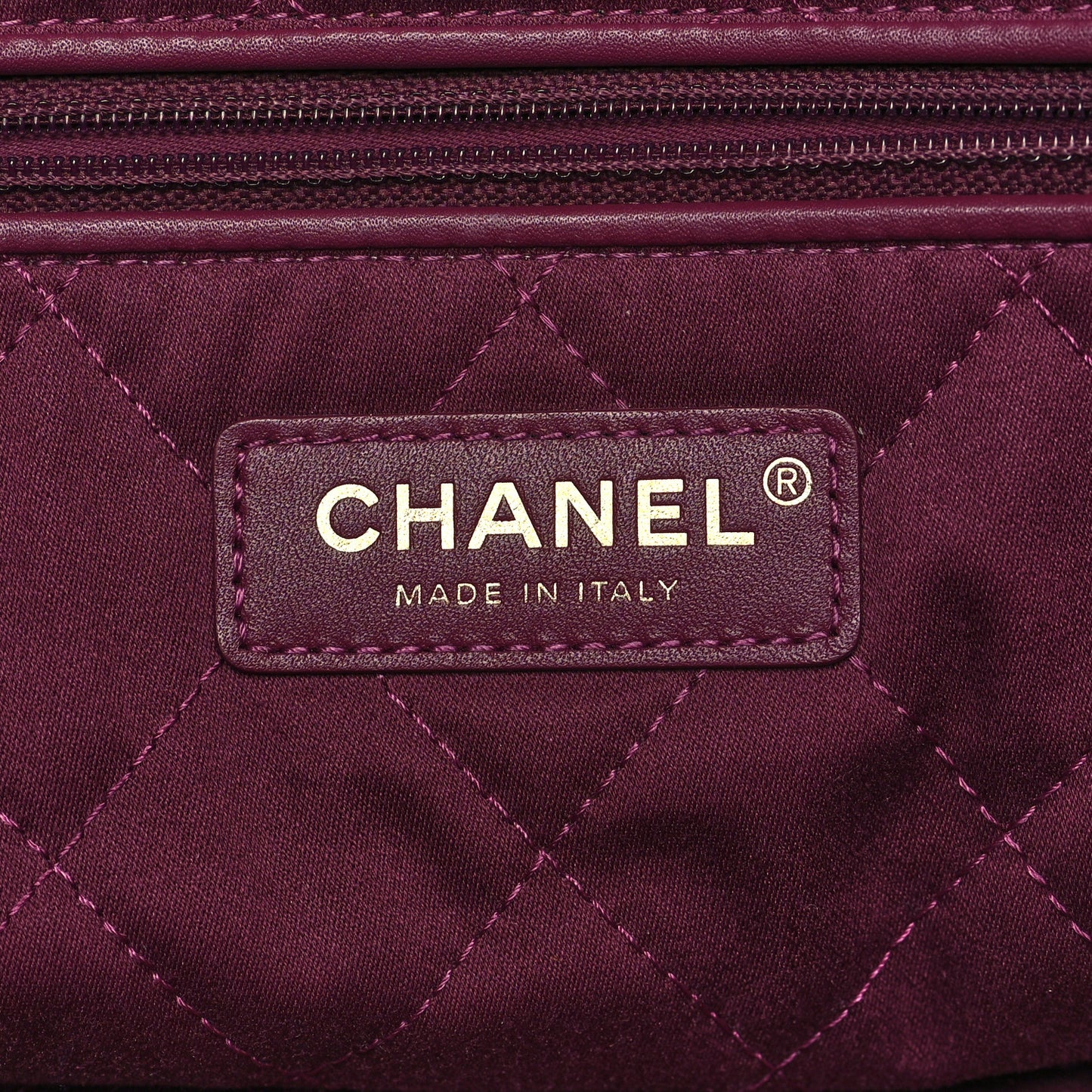 Shiny Calfskin Quilted Chanel 22 Drawstring Bag Dark Purple