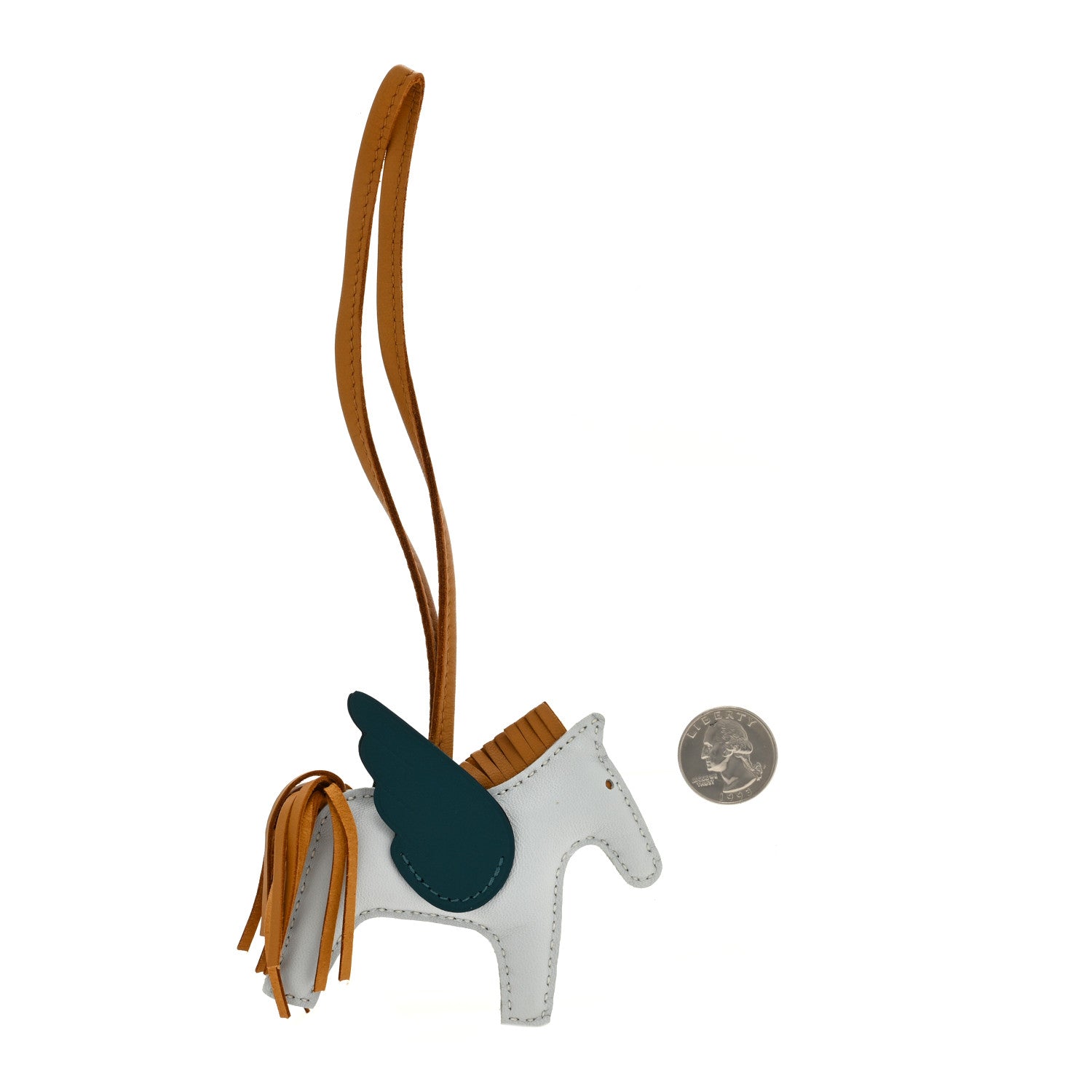 Hermes Milo Lambskin Grigri Rodeo Pegase Horse Bag Charm PM Bleu Brume Sesame Vert Bosphore 2 of 5